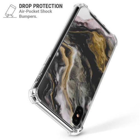 Gold Blush Marble Ink iPhone XS Max Clear Case